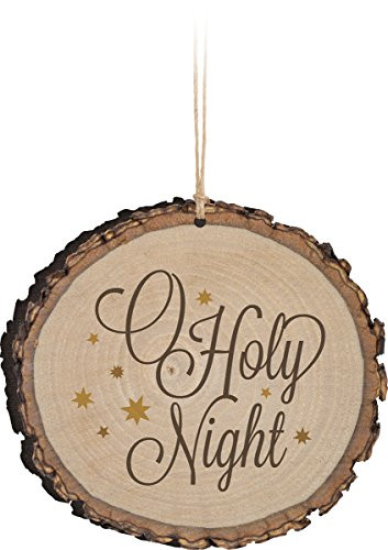P. GRAHAM DUNN O Holy Night Wood Tree Bark 4 inch Christmas Tree Ornament