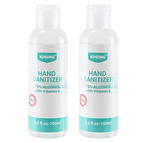 KDSONG Hand Sanitizer Gel 75% Alcohol  3.3 FL OZ each With Vitamin E formula  Travel size  2-Pack