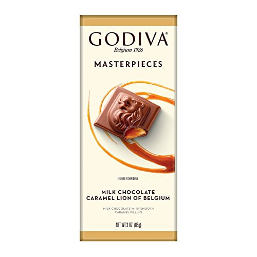 Godiva Chocolatier Milk Chocolate Caramel Lion Masterpieces Tablet  Chocolate Treats  Chocolate Candy Bar  Gourmet Chocolate  3 oz