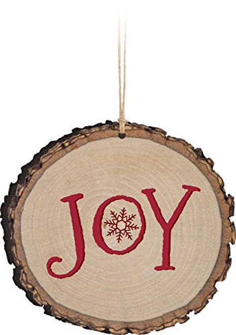 P. Graham Dunn Joy Snowflake Red Rustic Bark Look Wood Christmas Ornament P. Graham Dunn Joy Snowflake Red Rustic Bark Look Wood Christmas Ornament