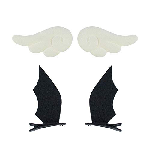 AUEAR  2 Pairs Cute Angel Wing and Demon Hair Clips Plush Hair Barrettes Cartoon Hairpins for Women and Gilrs AUEAR  2 Pairs Cute Angel Wing and Demon Hair Clips Plush Hair Barrettes Cartoon Hairpins for Women and Gilrs