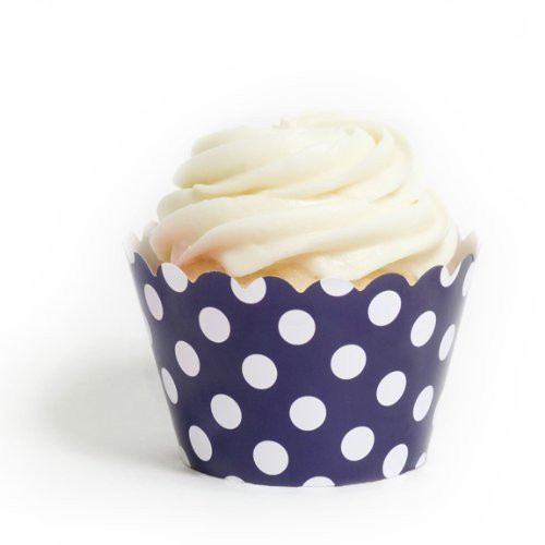 Dress My Cupcake Navy Blue Polka Dot Cupcake Wrappers  Set of 12