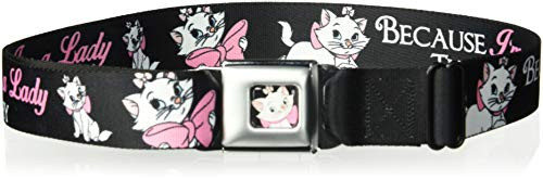 Aristocats Marie Face Black Seatbelt Belt - Aristocats Marie 3-Poses BECAUSE I'M A LADY THAT'S WHY Black/White/Pink Webbing X-LARGE Aristocats Marie Face Black Seatbelt Belt - Aristocats Marie 3-Poses BECAUSE I'M A LADY THAT'S WHY Black/White/Pink Webbing X-LARGE