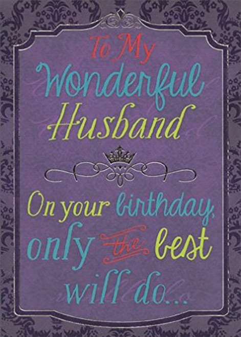 Silver Foil Crown and Trim on Purple Husband - Designer Greetings Funny Birthday Card Silver Foil Crown and Trim on Purple Husband - Designer Greetings Funny Birthday Card