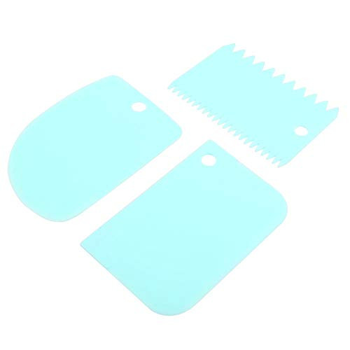 Mavis Laven 3Pcs Dough Scraper Bowl Scraper Baking Scrapers Cream Spatulas Pastry Tools Soft Pastry Scraper Kitchen for Baking Blue