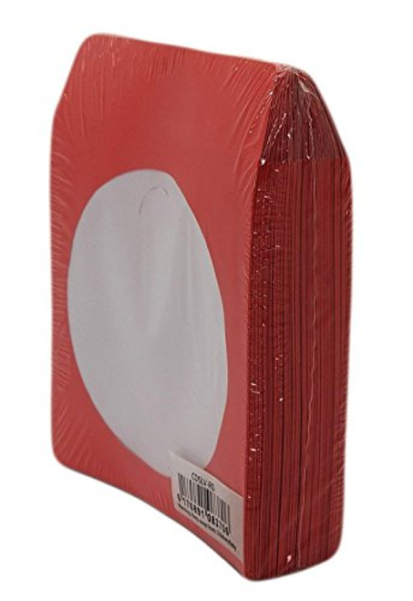 BestDuplicator - CDSLV-100-RD Premium Thick Red Paper CD DVD Sleeves Envelope with Window Cut Out and Flap