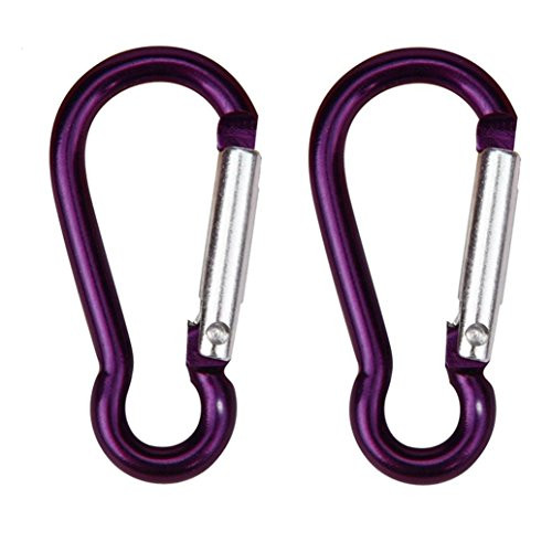 Floralby 2Pcs Aluminum Alloy Carabiner Spring Snap Clip Pack Hooks Climbing Keychains  Purple