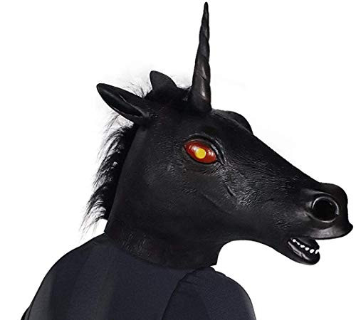 Halloween Unicorn Head Mask  Novelty Home Costume Party Cool Horse Latex Animal Magical Full Head Adult?Black Unicorn?