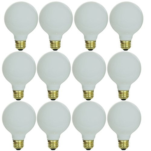 Sunlite 40G25/WH/12PK 40W Incandescent G25 Globe Light Bulb with Medium (E26) Base (12 Pack), White