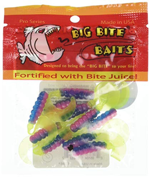 Big Bite Baits FG240 Fat Grub Pink Blue Glitter and Chartreuse Finish Big Bite Baits FG240 Fat Grub Pink Blue Glitter and Chartreuse Finish