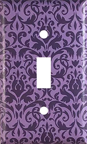 Purple Damask Design Decorative Single Toggle Light Switch Wall Plate Cover Standard Midway or Jumbo Size