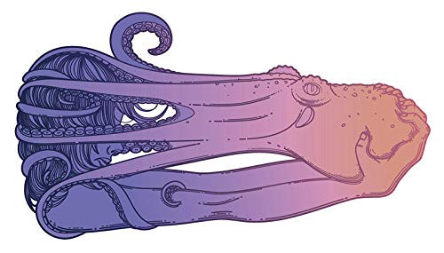 EW Designs Pink Purple Ombre Girl and Octopus Squid Cartoon Vinyl Decal Bumper Sticker  8" Wide