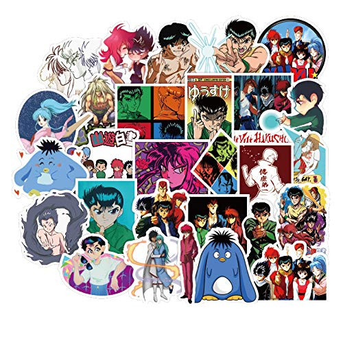 50 Pack Anime YuYu Hakusho Stickers Laptop Water Bottles Phone Motorcycle Computer Guitar Skateboard Hydroflasks Vinyl Sticker Waterproof Aesthetic Trendy Cartoon Anime Decals for Teens Girls Adults