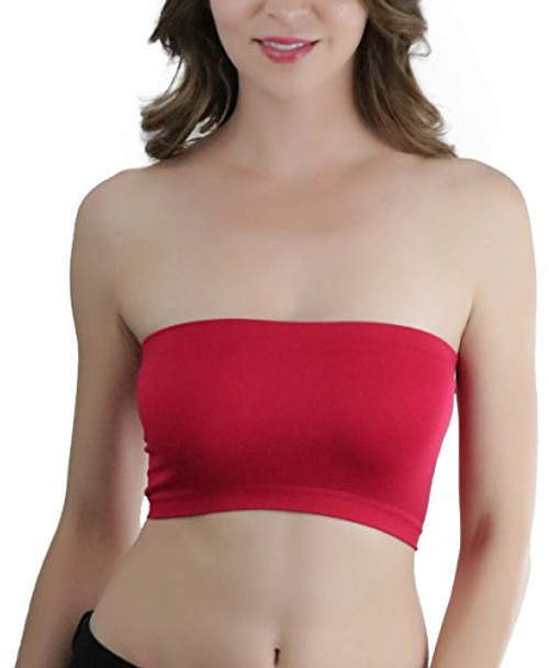 ToBeInStyle Women's Seven Inch Seamless Bandeau Bra - Red - One Size