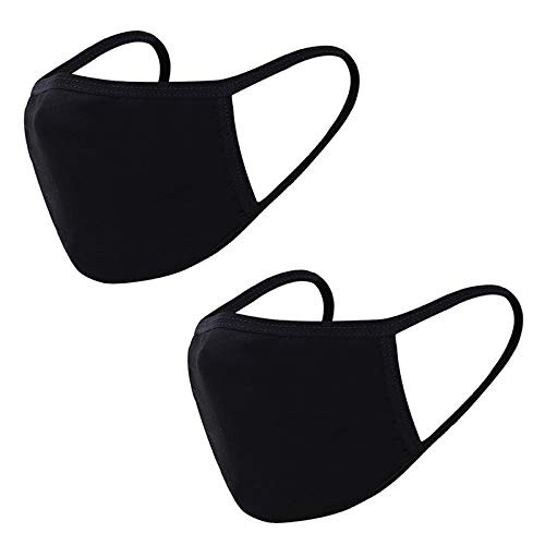 Washable Cotton Face Shield Cover Full Face Anti-Dust  Reusable for Unisex  2Pcs Black