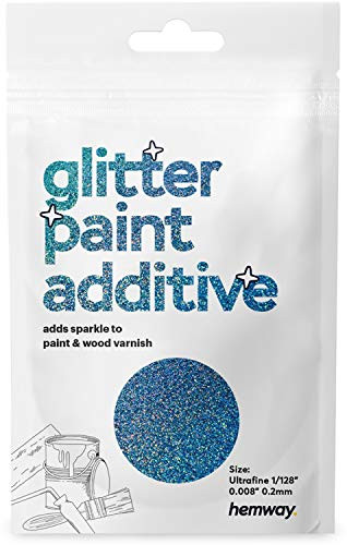 Hemway Glitter Paint Additive Sample - Ocean Blue Holographic - Mix with Emulsion Water Based Paints Wall Ceiling Glitter Paint - 10g