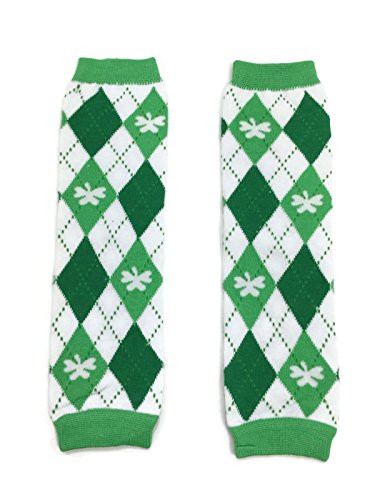 Rush Dance Feast of Saint St Patrick's Day Baby Toddler Leg Warmers  One Size  Green  and  White Argyle