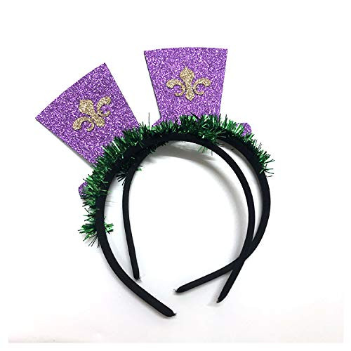 2 Mardi Gras Headband Mini Hat Purple Cocktail Headwear Adjustable Fascinator Hats for Women Tea Party Wedding Carnival