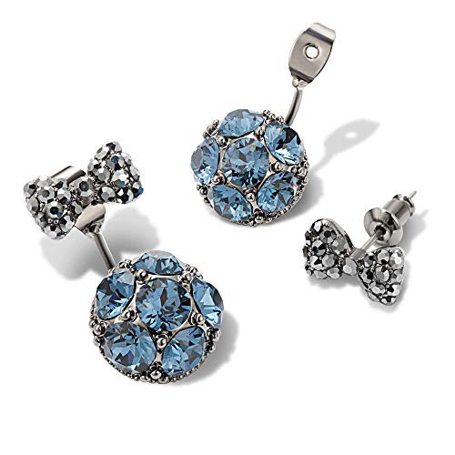 Sterling Silver POST Cluster Cubic Zirconia Stud Earrings for women  Blue