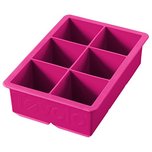 Tovolo King Cube Ice Mold Tray, Long Lasting Sturdy Silicone, Fade-Resistant, 2 Inch Cubes, Fuchsia