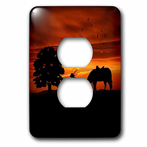 3dRose lsp_173217_6 Cowboy Campfire with Horse on a Hill At Sunset Has a Western Feel Light Switch Cover