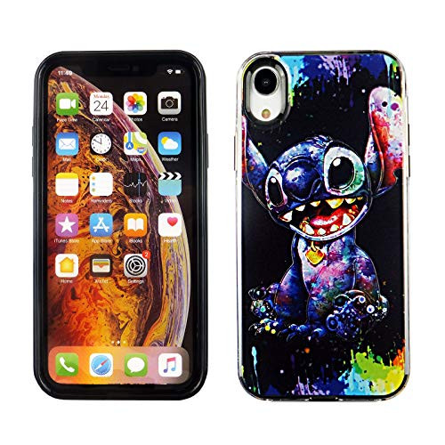 iPhone XR 10R 6.1 Inch Dual Slim Case CASEVEREST 3D Print Cover iPhone XR Lilo Stitch Cartoon Paint Arts PC PlusTPU