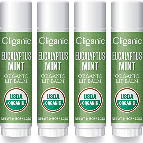 Cliganic Organic Lip Balm - Eucalyptus Mint  Pack of 4