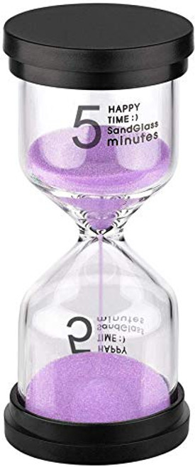 SuLiao Sand Timer 5 Minute Hourglass  Plastic Sand Clock  Purple Sand Watch 5 Min  Small Reloj De Arena Five Minutos  Colorful Sandglass for Kids  Games  Classroom  Kitchen  Decorative