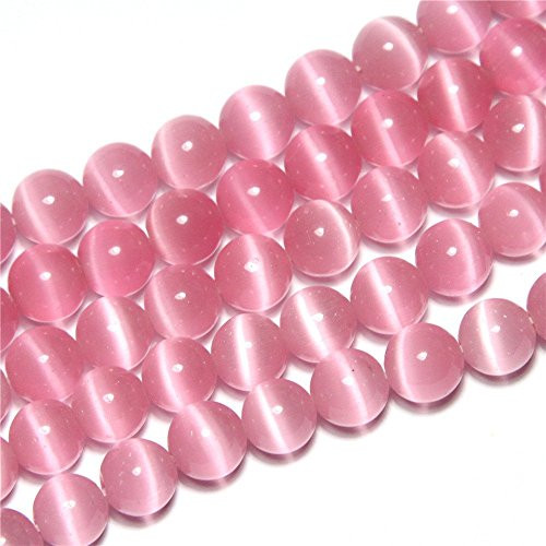 8mm Round Pink Cat Eye Beads Loose Gemstone Beads for Jewelry Making Strand 15 Inch  47-50pcs
