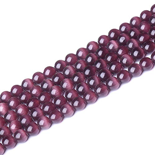 8mm Round Purple Cat Eye Beads Loose Gemstone Beads for Jewelry Making Strand 15 Inch  47-50pcs
