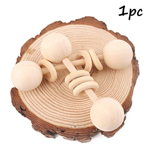 Promise Babe Wooden Rattle Montessori Toy Perfect Grasping Teething Gift for Organic Toddlers Toys