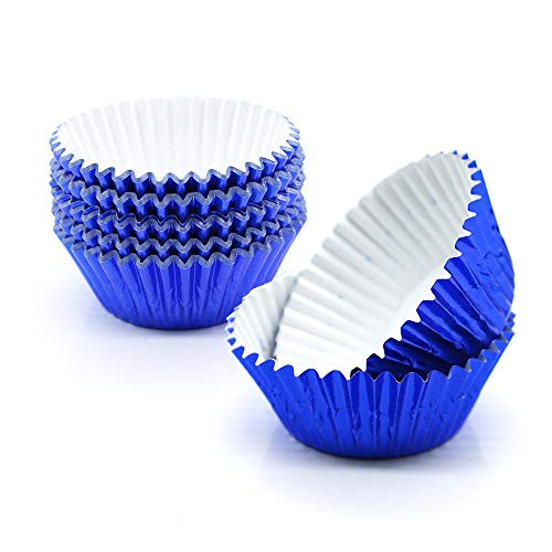 Cupcake Liners Blue GOLF Standard Size Blue Foil Cupcake Liners Wrappers Metallic Baking Cups Muffin Paper Cases  100 Pack