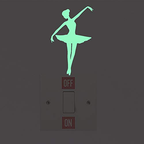 2pcs Luminous Light Switch Decals Glow in The Dark A Dancing Girl Wall Stickers Light Switch Decor Art Mural Paste