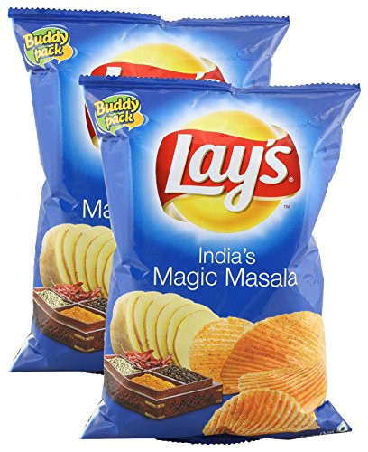 Lays Potato Chips - India's Magic Masala  52 grams  1.83 oz   Pack of 2  - India - Vegetarian