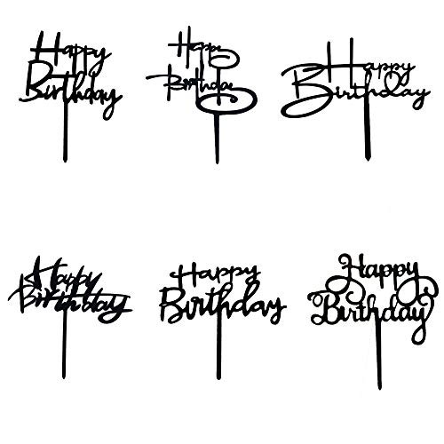 6 Pcs Happy Birthday Cake Topper Acrylic Happy Birthday Cake Topper Black Cake Topper Cupcake Topper Double-Sided 6 Pcs Happy Birthday Cake Topper Acrylic Happy Birthday Cake Topper Black Cake Topper Cupcake Topper Double-Sided