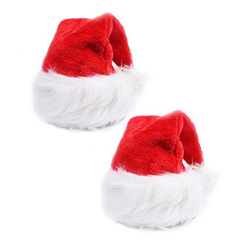 2pcs Santa Hat for Adults  Plush Red Velvet Comfort Liner Christmas Hat for Christmas New Year Festive Holiday Party Supplies