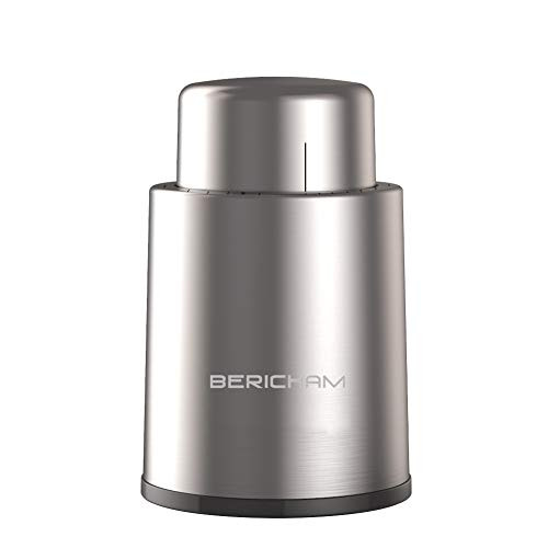 BeRicham Vacuum Wine Stoppers with Time Scale Record  Leakproof Wine Corks Wine Preserver Wine Sealer to Keep Wine Fresh  Gifts for Wine Lovers  Fits Any Bottle  Stainless Steel