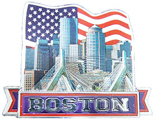 Boston Massachusetts Refrigerator Skyline Foil Magnet
