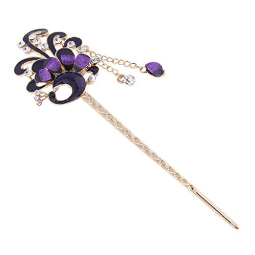Chinese Hair Chopsticks Hair Decor Phoenix Hair Pins Hair Clip Metal Hair Stick Jewelry Accessories - Purple