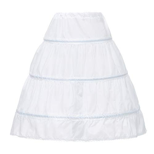 WDVLS Girls' 3 Hoops Petticoat Full Slip Flower Girl Crinoline Underskirt 2-6Y White