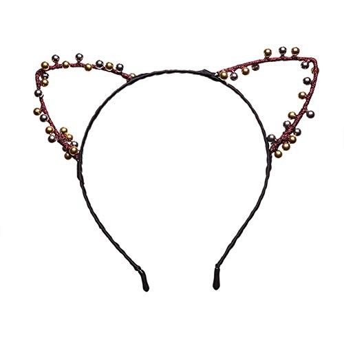 YAZILIND color Cartoon Cute Cat Ears Hair Accessories Pearl Cat Headband Headdress Red