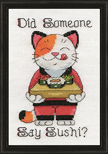 Say Sushi Mini Counted Cross Stitch Kit-5x7 14 Count