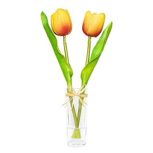 EBUYOM Artificial Flowers Fake Tulips Arrangement Bouquet Faux Tulip Floral in Vase Wedding Decor Home Office Party Decoration Orange EBUYOM Artificial Flowers Fake Tulips Arrangement Bouquet Faux Tulip Floral in Vase Wedding Decor Home Office Party Decoration Orange