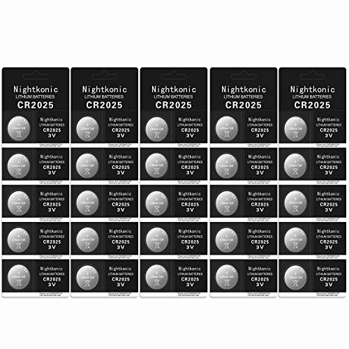 Nightkonic 25 - CR2025 Battery 3v Lithium Button Cell Coin 2025 Batteries