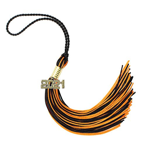 2021 Black   Orange Graduation Tassel - Every School Color Available -Made in USA