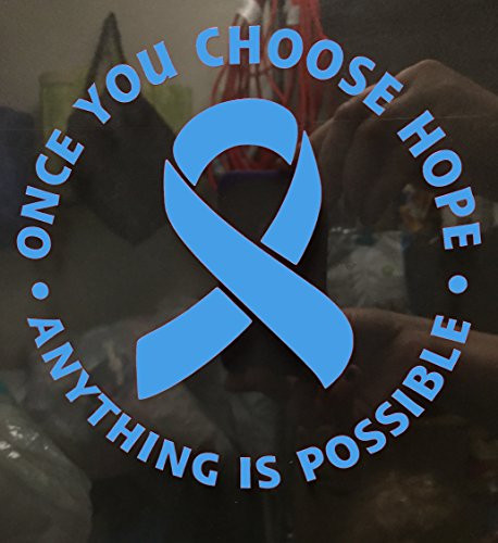Light Blue Awareness Ribbon Choose Hope Window Decal  Cushing Syndrome  DiGeorge  Graves Disease  Prostate cancer  trisomy 18  behcets