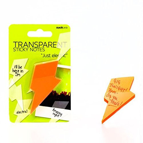 SUCK UK Transparent Sticky Notes - Orange Lightning Bolts
