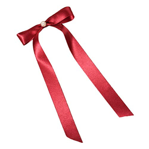 Lurrose Red Bow Clip Hair Satin Ribbon Bows Alligator Clip Hair Barrettes Bowknot Hairpin Accessories for Girl Teens Kids Toddlers Party Favor