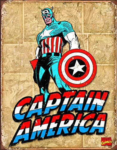 Desperate Enterprises Captain America Retro Panels Tin Sign, 12.5" W x 16" H