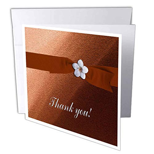3dRose Thank you Autumn Orange Ribbon with Flower - Greeting Cards 6 x 6 inches set of 12 gc_49125_2 3dRose Thank you Autumn Orange Ribbon with Flower - Greeting Cards 6 x 6 inches set of 12 gc_49125_2